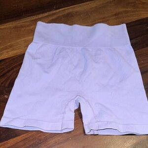 Lavender ribbed biker High-Waisted Shorts